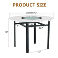 thumbnail image 4 of Tcbosik 42" Round Dining Table with MDF and Glass Top & Metal Legs, Modern Kitchen Table with Glass Shelf for Home Office, White, 4 of 9