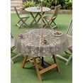thumbnail image 4 of Outdoor Tablecloths with Umbrella Hole & Zipper, Japanese Round Tablecloths 60 Inch, Grey Simple Traditional Flowers Leaves Pattern Waterproof Table Cloth, Patio/Pool/Picnic Table Covers, 4 of 8