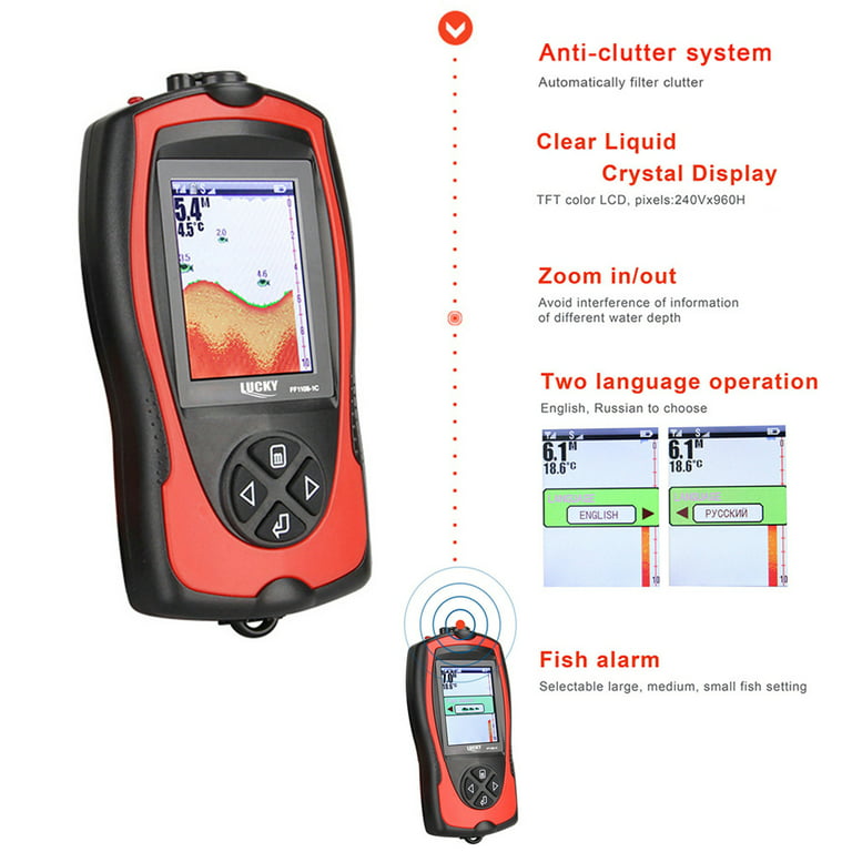 Lucky Ff1108-1ct Portable Fish Finder 100m/300ft Depth Fish Alarm Wired Fish Detector
