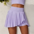 thumbnail image 6 of Women's High Waist Pleated Skort with Built-In Shorts and Asymmetrical Wrap Design- Small, Purple, 6 of 6