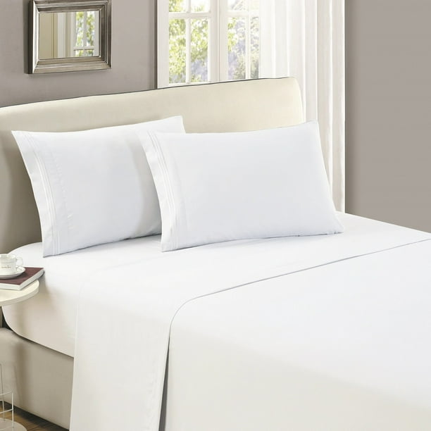 Mellanni Flat Sheet Brushed Microfiber 1800 Bedding Collection Top Sheet Wrinkle Fade Stain Resistant Soft 1 Flat Sheet Only Queen White Walmart Com Walmart Com