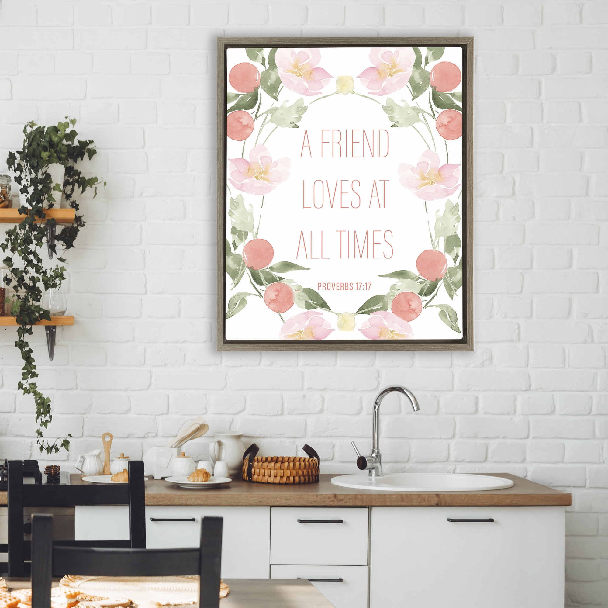 Stupell Industries A Friend Loves At All Times Brown Framed Floater Canvas Wall Art, design by Lucille Price
