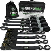Rhino USA 1" x 15' Ratchet Tie-Down Straps Set, 4 Pack - 1,823lb Max Break Strength (4in H, 5 lb)