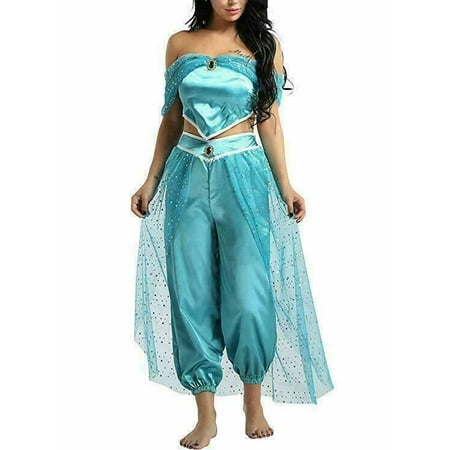 Aladdin Jasmine Princess Cosplay Women Girl Outfits Fancy Dress Up Party