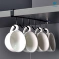 thumbnail image 3 of Deago 2Pcs Adhesive Cup Holder Under Cabinet - 6 Hook Coffee Cup Mug Holder for Kitchen, Fit for 1 Inch Thickness Shelf or Less - Only Fit for Flat Buttom Cabinet Without Any Lip, 3 of 9