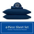 thumbnail image 6 of Wamsutta 1846 4-Piece 650 Thread Count Titan Stripe Egyptian Giza Cotton Sateen Bed Sheets, King-Deep Pocket, 6 of 10