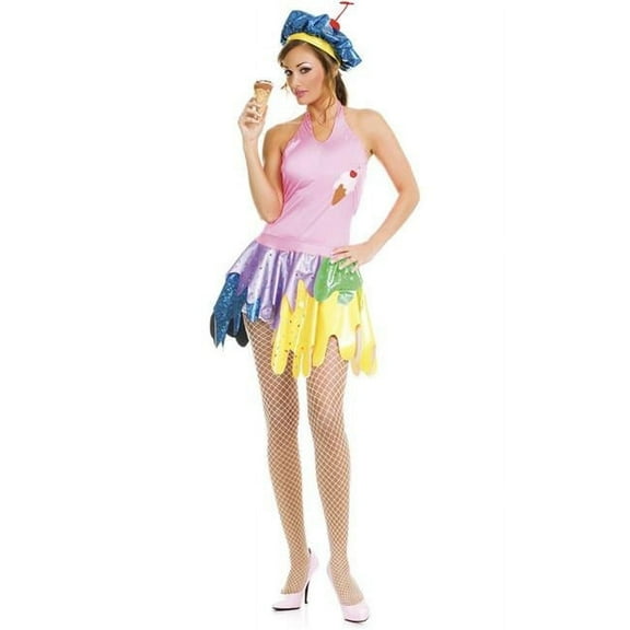 Music Legs Women's GTIN 2 Piece Halter Neck Ice Cream Girl Outfit Comes with Matching Hat; Small & Medium 70148-SM