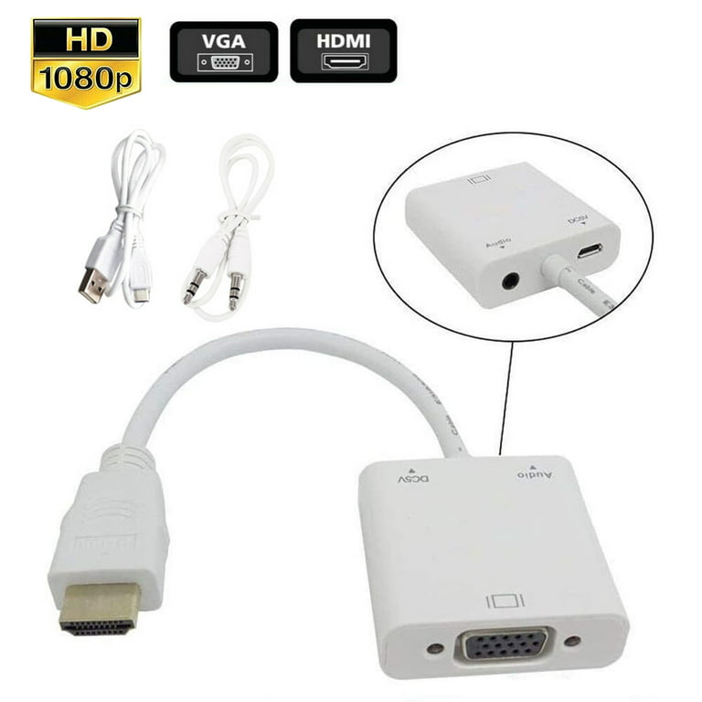 HDMI to VGA with Audio, Gold-Plated Active HDMI to VGA Adapter (Male Female) with Micro USB Power Cable & 3.5mm Audio Cable for PS4, MacBook Pro, Mac Mini, Apple TV and