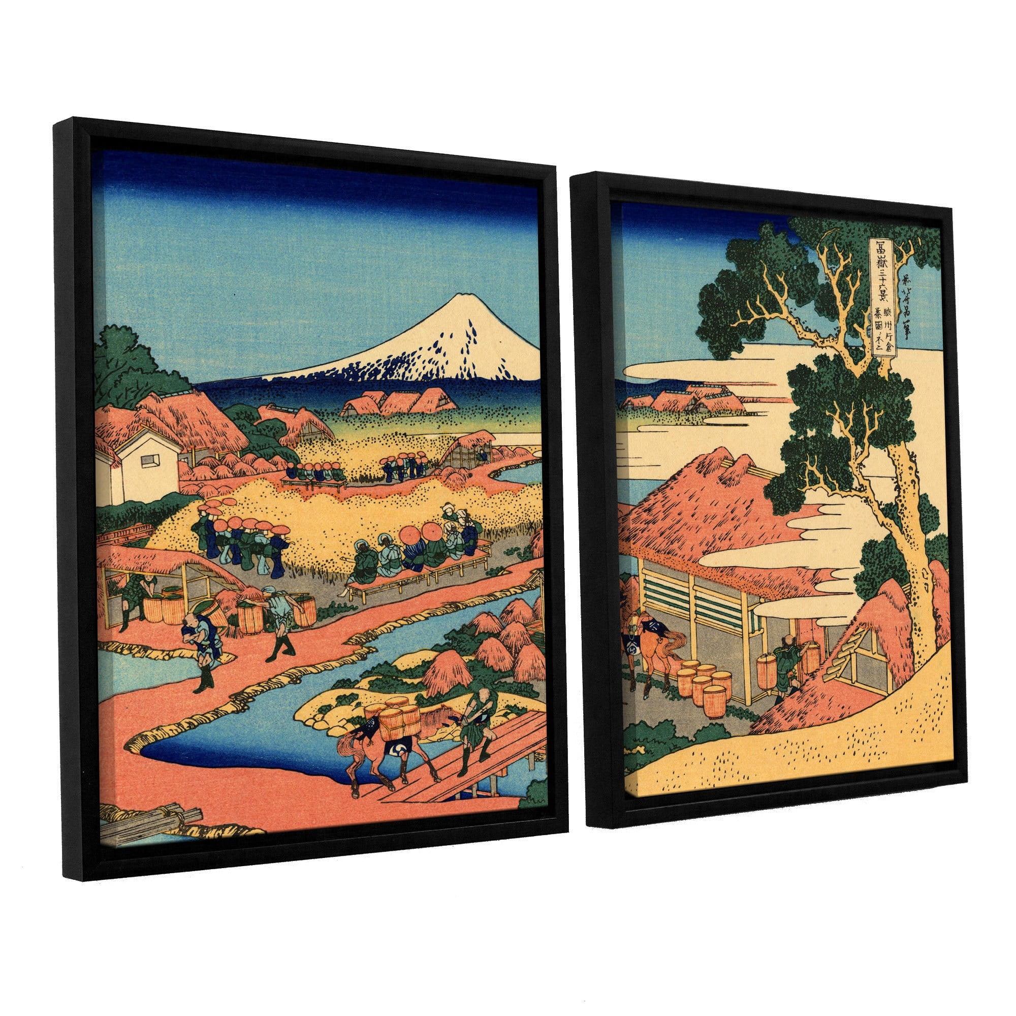 ArtWall Katsushika Hokusai "Tea Plantation in Suruga Province" 2-Piece Floater Framed Canvas Set