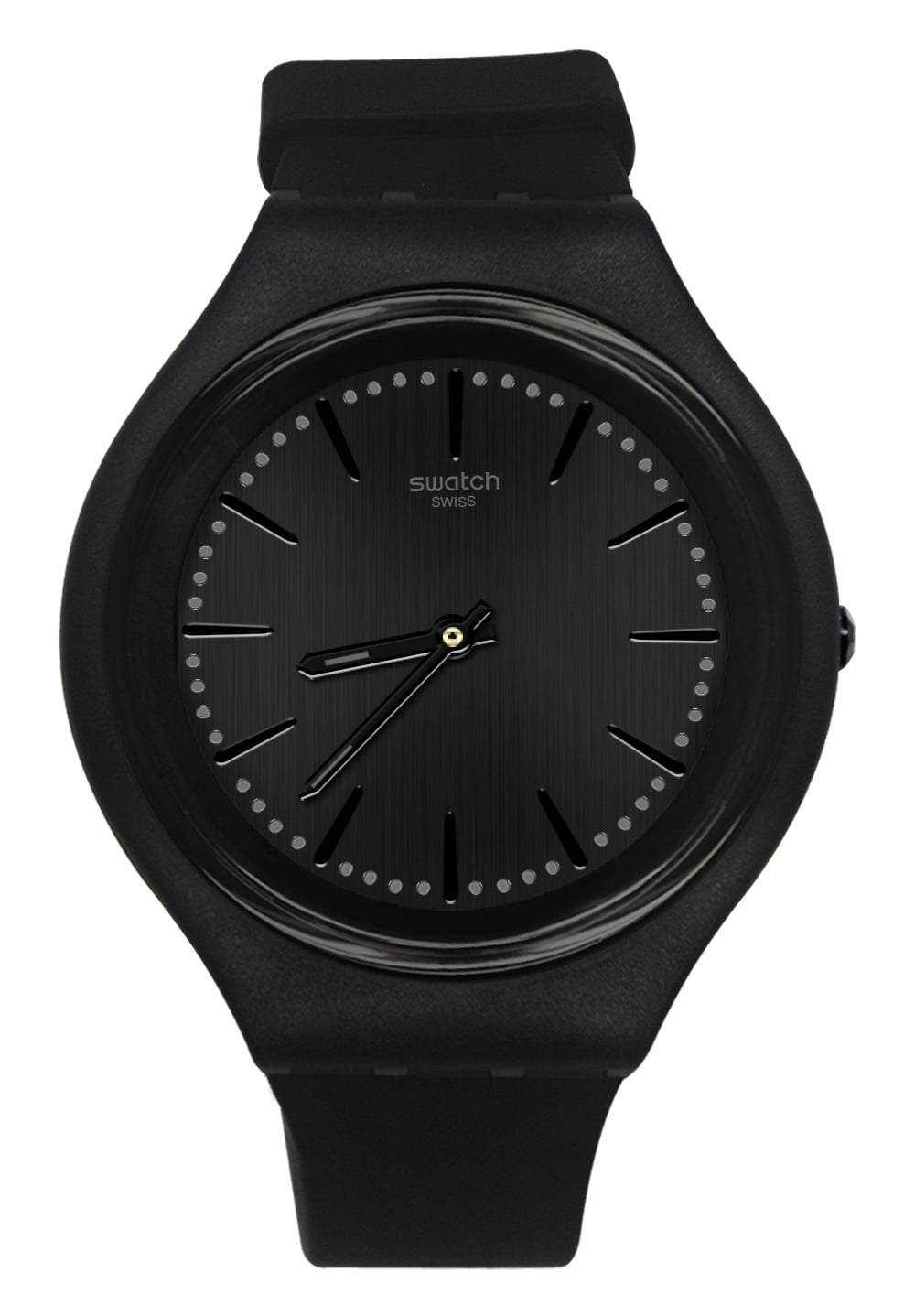 Swatch SVUB103 Skinclass Black Sun-Brushed Analog Dial Rubber Band Skin ...