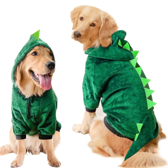 Mumup Large Dogs Halloween Dinosaur Costume Jacket Pet Dog Warm Fleece Winter Clothing Outfits Funny Apperal Golden Retriever Pitbull Clothes Hoodie