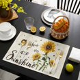 thumbnail image 3 of Sunflowers Pastoral Placemats Set of 6, Bees Country Botanical Retro Beige Placemats for Dining Table, Place Mats for Kitchen Tabletop, Waterproof Wipeable Dining Table Mats Set, 3 of 9