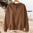 thumbnail image 3 of HAiming Fall Winter Sweatshirts for Women Long Sleeve Button Scoop Neck Loose Solid Color Casual Shirts Workout Tops, 3 of 5