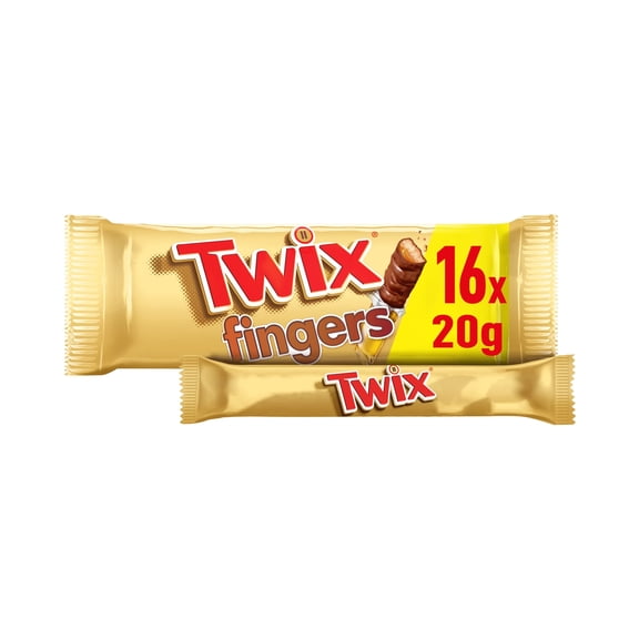 Twix Chocolate Biscuit Fingers Multipack 16 x 20g 320g, Imported from Britain