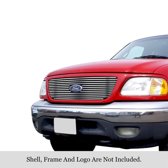 1999-2003 Ford F-150/F-150 Harley Davidson/F-150 Lightning Honeycomb Style With Logo Show Main Upper Stainless Steel Polished Finish Horizontal Billet Grille