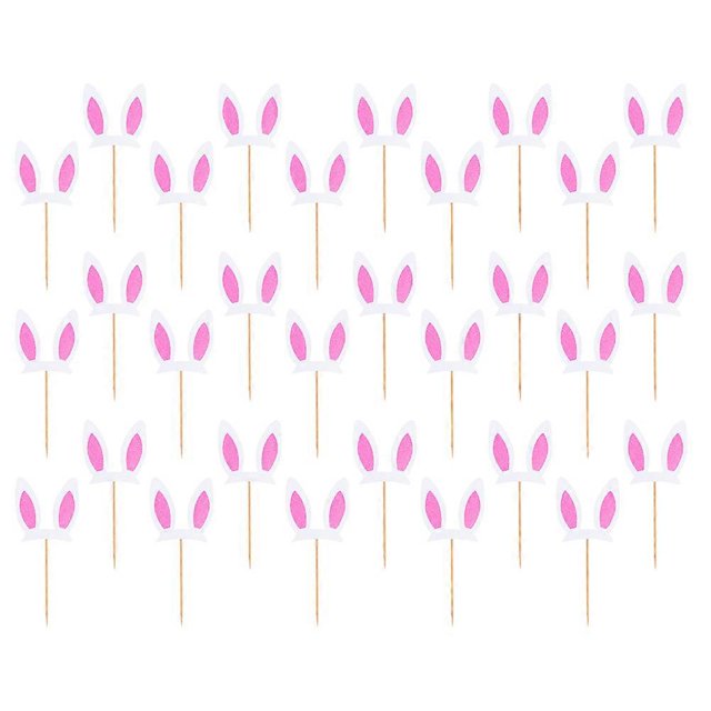 Party Cake Decor 30Pcs Bunny Ear Decoration For And Desserts At Birthday And Festival Celebrations 16.00x7.00x0.10cm