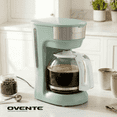 thumbnail image 5 of OVENTE 12-Cup Drip Coffee Maker with Easy On/Off Switch, Teal CM412LBL | Anti-Drip System, Heat-Resistant Borosilicate Glass Carafe, Reusable Filter, Water Level Indicator, Ideal for Home or Office, 5 of 8