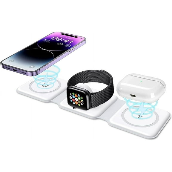 Fast Charge 15W Magnetic Wireless Charger for iPhone 14/Pro/Max/Plus - Foldable Charging Pad Slim Quick Charge USB-C