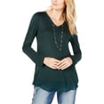 thumbnail image 1 of I.N.C T-Shirt Basique à Bordure Transparente pour Femmes, Vert, Moyen, 1 of 1