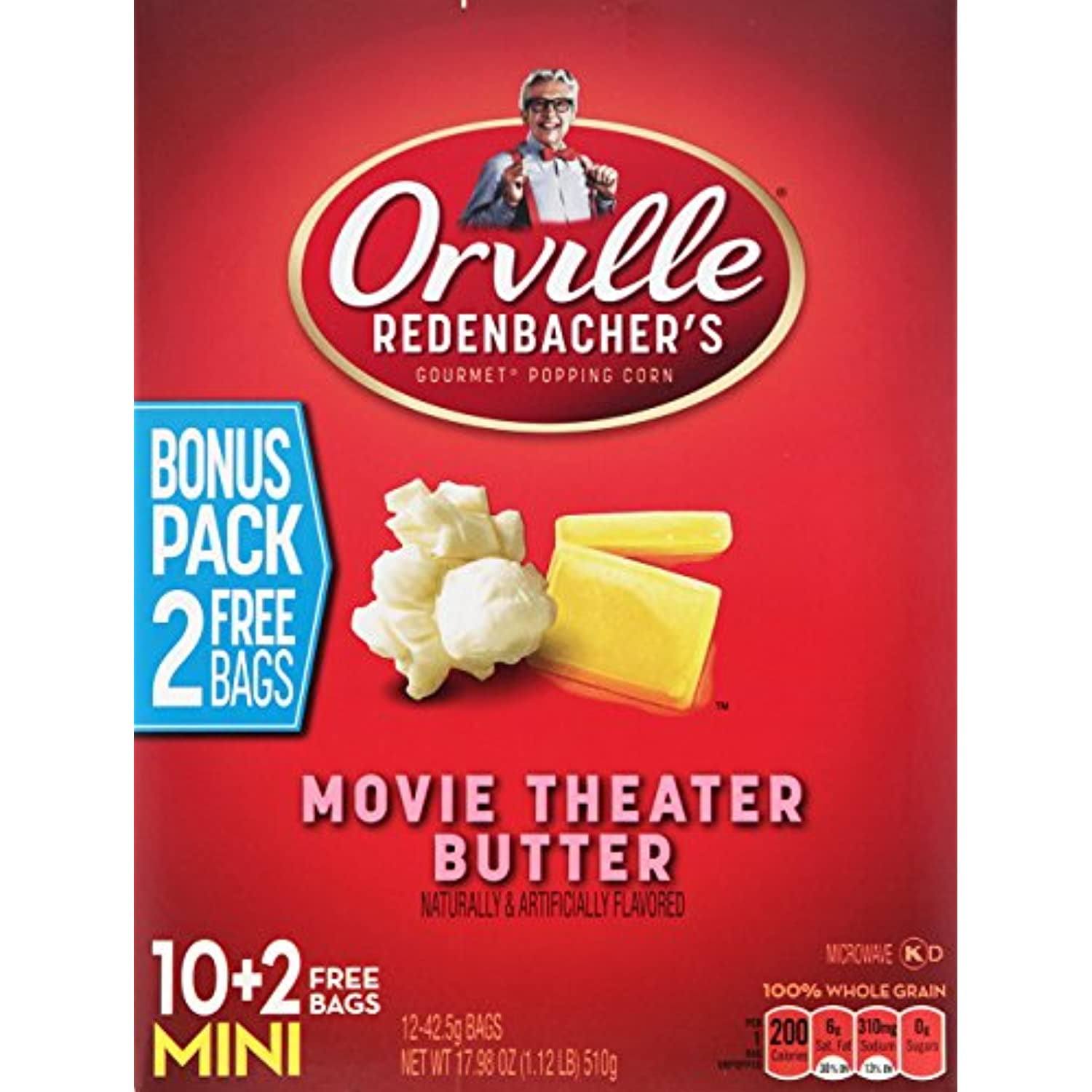 Orville Redenbachers Movie Theater Butter Microwave Popcorn, 1.5 Oz Single Serve Bag, 12 Ct