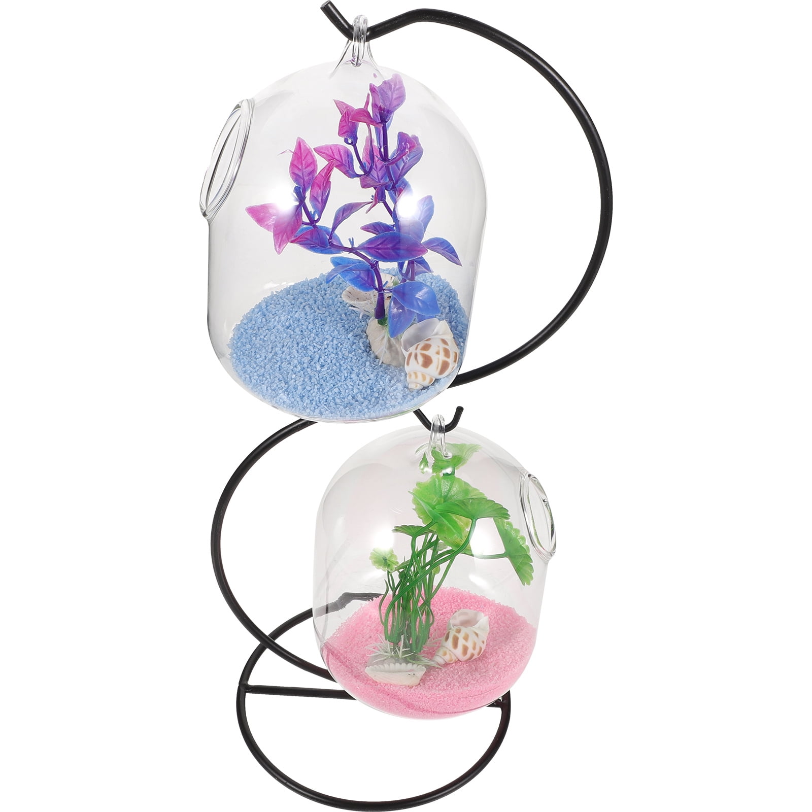 ETEREAUTY 1Set Hanging Glass Fish Tank in Assorted Colors with Stand Modern Design