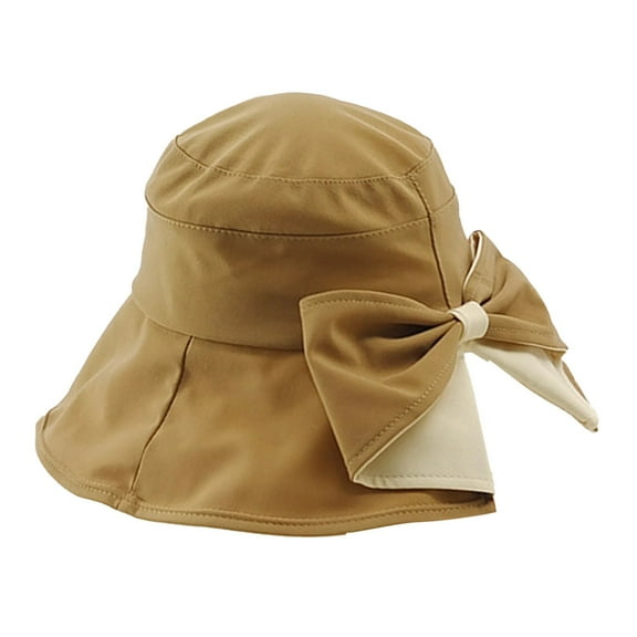 AirLoni Fisherman Hat Women Cotton Back Split Bow Design Adjustable Inner Band Foldable Packable Trendy Versatile Casual Outdoor Travel Bucket Hats Beach Hats Khaki,M
