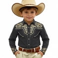 thumbnail image 4 of NAFUU Boys Shirts Western Cowboy 3D Lapel Print Shirt Long Sleeve Button Down Top For Children Youth Blouses For Boys Dressy Casual Sizes 4-5 Years, 4 of 4
