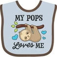 thumbnail image 3 of Inktastic My Pops Loves Me with Sloth and Hearts Boys or Girls Baby Bib, 3 of 4