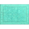 thumbnail image 1 of Ahgly Company Machine Washable Indoor Rectangle Oriental Turquoise Blue Traditional Area Rugs, 8' x 12', 1 of 4