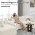 thumbnail image 3 of 130" Boneless Sectional Couch, White U-Shaped Corduroy Couch with Chaise Lounge, 4-Seat Living Room Sofa with Pillow Back and Square Arms, 3 of 10