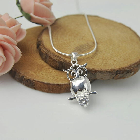 QQTDFG 925 Sterling Silver Plated Fashion Women Owl Pendant Necklace Chain Jewelry Gift-default
