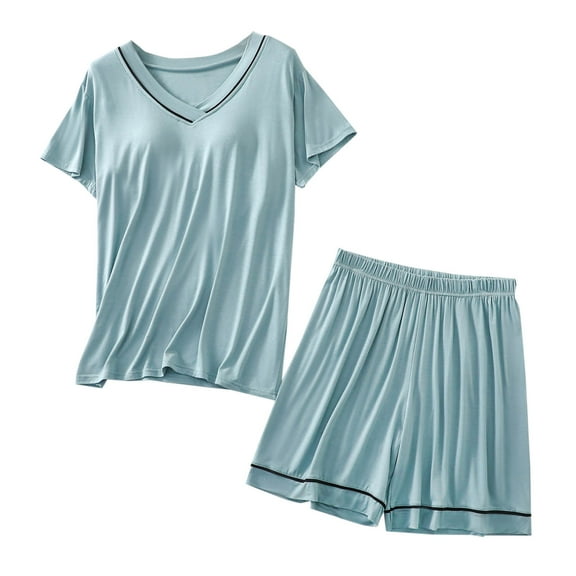 Nmnitkp Pajamas for Women Set,Womens Pajamas Soft Cotton Pjs Short Sleeve Lounge Sets Casual Two Piece Pjs With Pockets