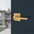 thumbnail image 4 of Baldwin Entry Lifetime Satin Brass Right Hand Square Door Lever with Contemporary Square Rose, 4 of 7