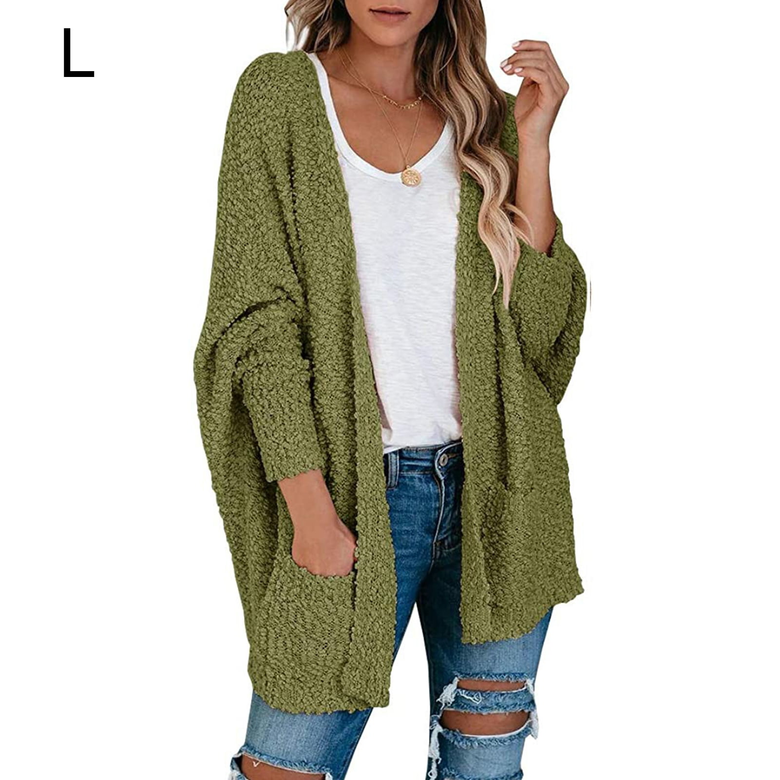 YNALIY Womens Cable Knit Chunky Cardigans Open Front Long Sleeve Sweater Blouse Tops 