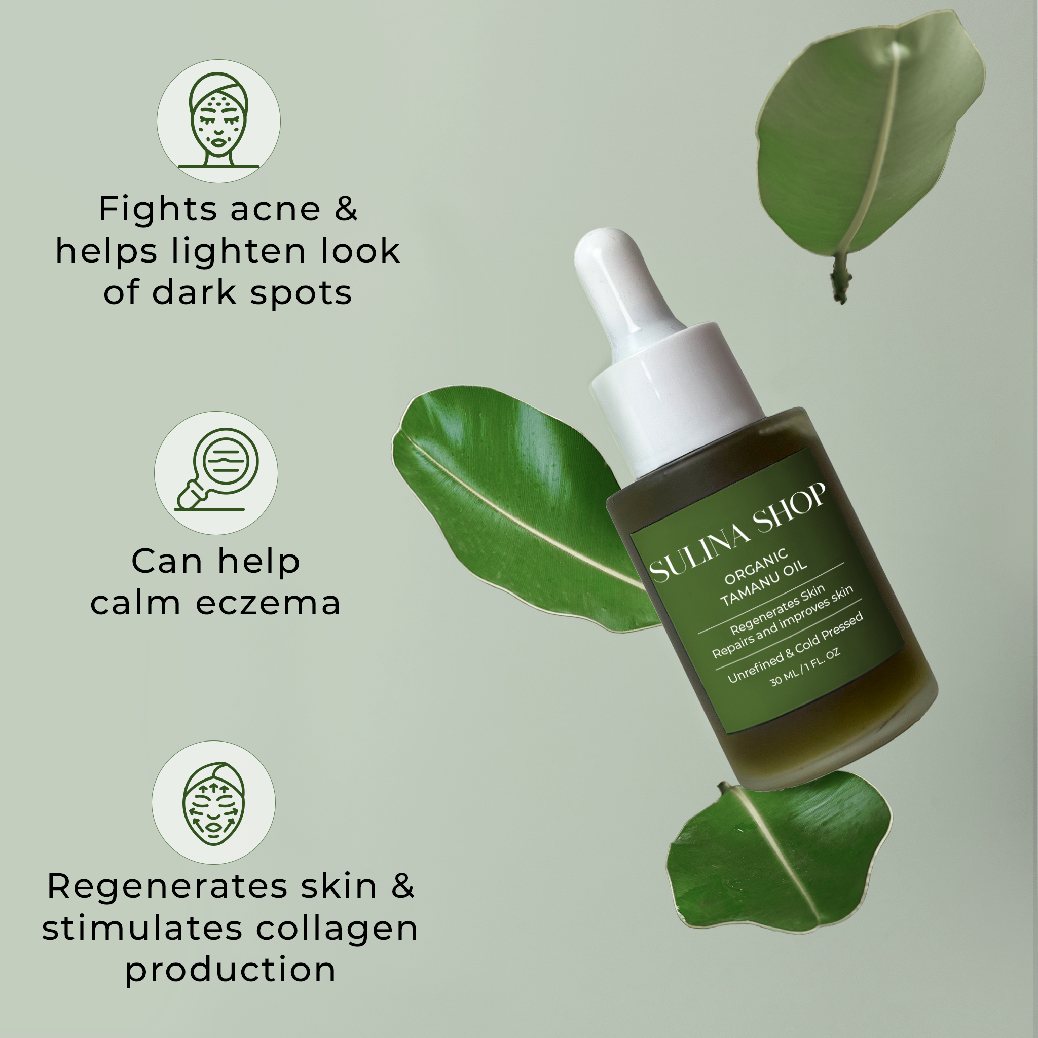 Organic Tamanu Oil | 100% Pure Cold-Pressed , Unrefined | For Face & Body | Deep Hydration
