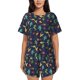 thumbnail image 1 of Balery Shells and Seaweed Conjunto de Pijama para Mujer con Estampado, Dos Piezas de Manga Corta y Shorts, Ropa de Dormir Suave con Cuello Redondo y Bolsillos-Medium, 1 of 6