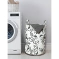 thumbnail image 3 of Floral Laundry Bag, Uncolored Summer Flowers with Stems Peduncle and Leaves Graphic, Hamper Basket with Handles Drawstring Closure for Laundromats, 13" x 19", Charcoal Grey White, by Ambesonne, 3 of 4