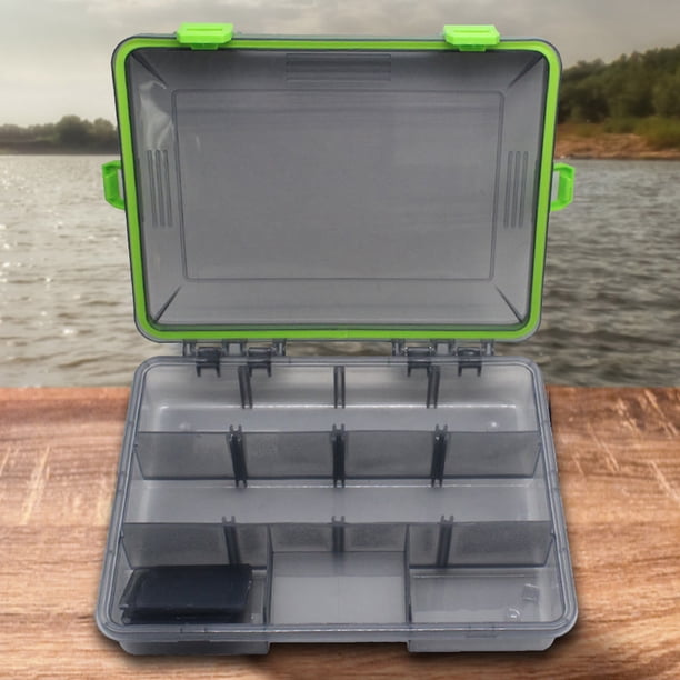Caja de pesca portátil, cebo impermeable, cajas de anzuelos, herramienta de pesca (verde grande)
