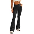 thumbnail image 2 of SETOOFF Women High Rise Flare Leg Yoga Pants Side Pockets Stretch Bootcut Workout Trousers Pull On Athletic Bottoms Gym Training Street Walking Loungewear Casual Daily Fitness Running Pants, 2 of 5