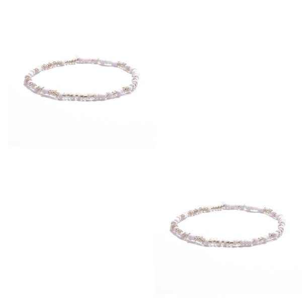 Sonducket Tobilleras con cuentas de arroz, cadenas de tobillo duraderas creativas, exquisitas tobilleras multiusos hechas a mano para niñas, decoración cuatro 2piezas Sonducket CBP200695
