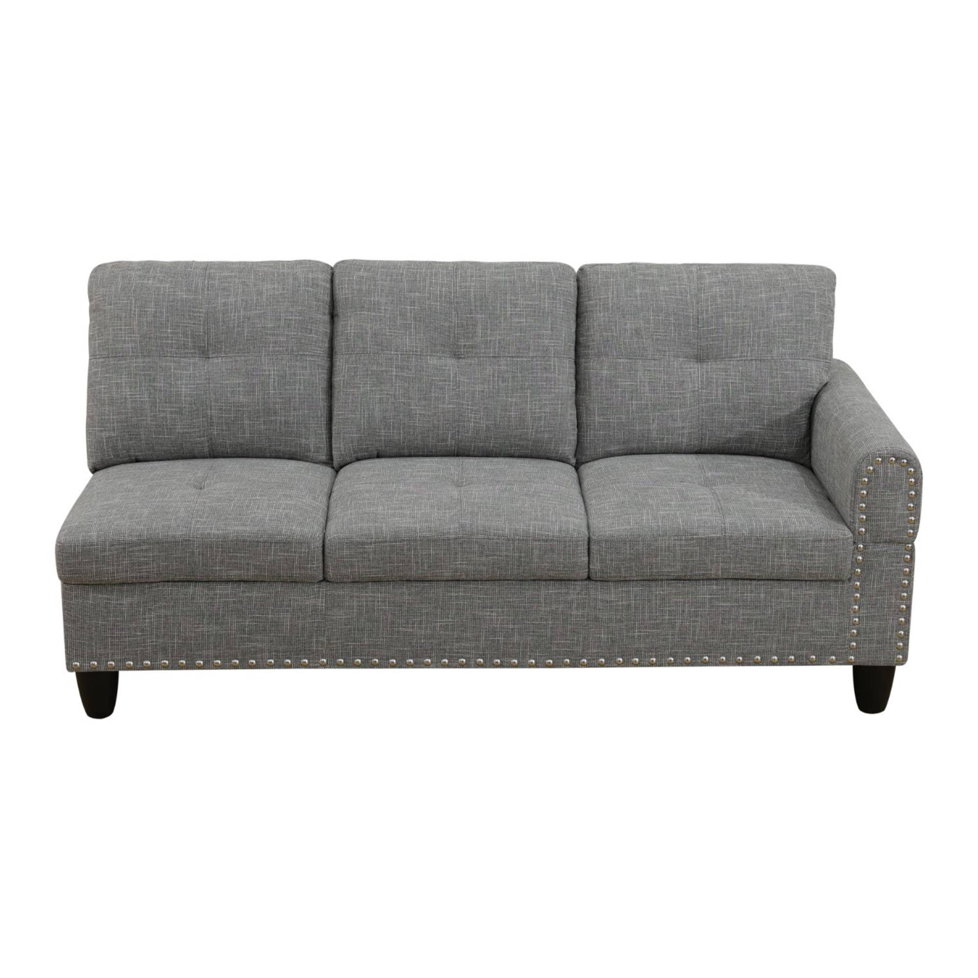 L Shaped Sectional Couches, Modular Corner Sofa with Cup Holder Lounge Sofa with Left Chaise for Living Room, Light Grey