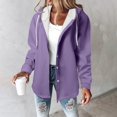 thumbnail image 2 of MaFYtyTPR Women's Winter Casual Coat Fashion Solid Color Long Sleeved Hooded Button Drawstring Warm Jackets, 2 of 5