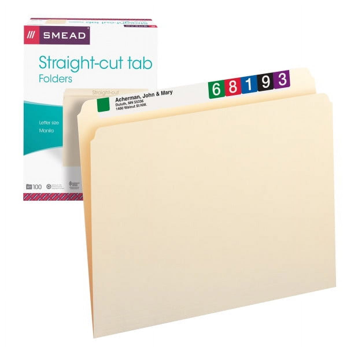Smead File Folders, Straight-Cut Tab, Letter Size,