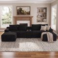 thumbnail image 2 of Muumblus 140" Oversized Modular Sectional Sofa with Storage Console & 2 Ottomans, U-Shaped Boneless Cloud Couch for Living Room, Black Corduroy, 2 of 7
