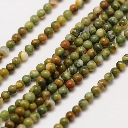10 Strand Natural Gemstone Rhyolite Jasper Round Beads Strands 2mm Hole: 0.8mm