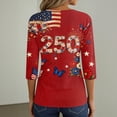 thumbnail image 6 of 4th of July Shirts Women American Flag 3/4 Sleeve Tops Henley V Neck Button Patriotic Shirts Memorial Day USA Blouse, 6 of 6