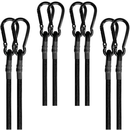 48in Bungee Cords with Carabiner Hooks Heavy Duty, Outdoor Black Bungee Straps, Strong Industrial Grade Elastic Bungee Rope for Securing Tarps, Luggage, Tents，Bikes or Garden Tidying