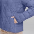 thumbnail image 7 of Njoeus Women's Hooded Lightweight Down Jacket Fashion Long Sleeve Puffer Jacket Full Zip Fall Winter Padded Quilted Coat with Hood （Available in Plus Size) Navy XXL, 7 of 7