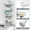 thumbnail image 5 of Shower Caddy Tension Pole Corner - Stainless Steel Bathroom Organizer White Tension Rod Shower Shelves for Tub(22-114.2inch), Renter Friendly, 5 of 5