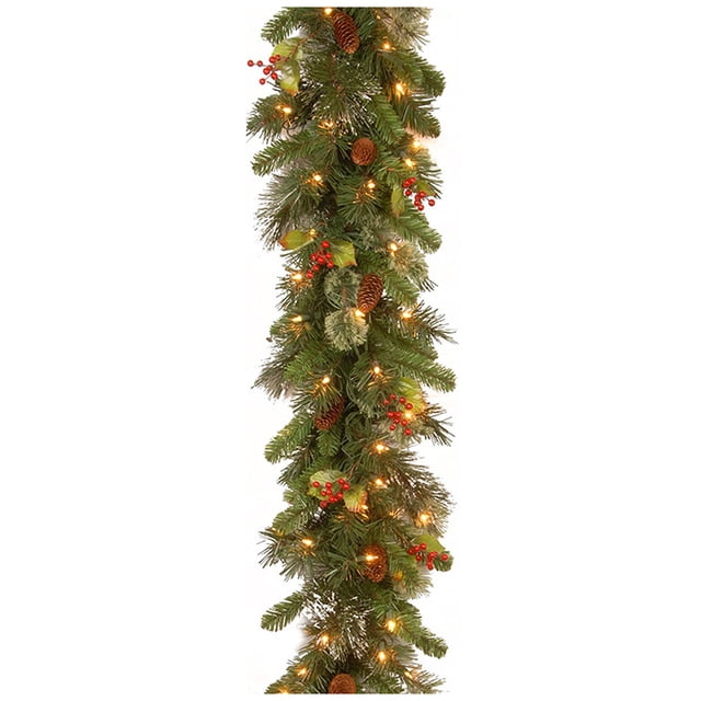 Guirnalda Navideña De Ratán De 2,7 M Con 50 Luces Led, Guirnaldas Navideñas Artificiales, Decoraciones Para Árbol De Navidad, Chimeneas, Escaleras, Puerta, Jardín, Patio Eigraketly HA038499-00